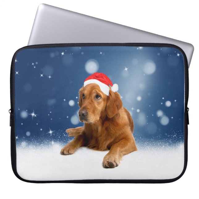 Capa Para Notebook Ouro de Natal Gelado Cachorro Cachorro Nata (Frente)