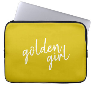 Capa Para Notebook Ouro Girl Script Dourado moderno