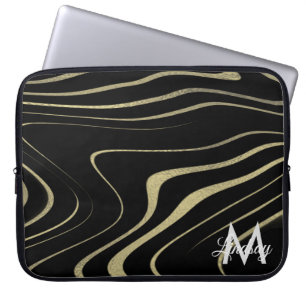 Capa Para Notebook Ouro Preto Falso Folheado Redemoinho Monogramado