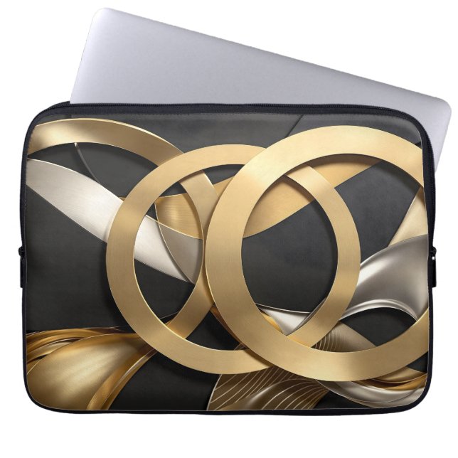 Capa Para Notebook Ouro Rings Abstrato - Design moderno de luxo (Frente)