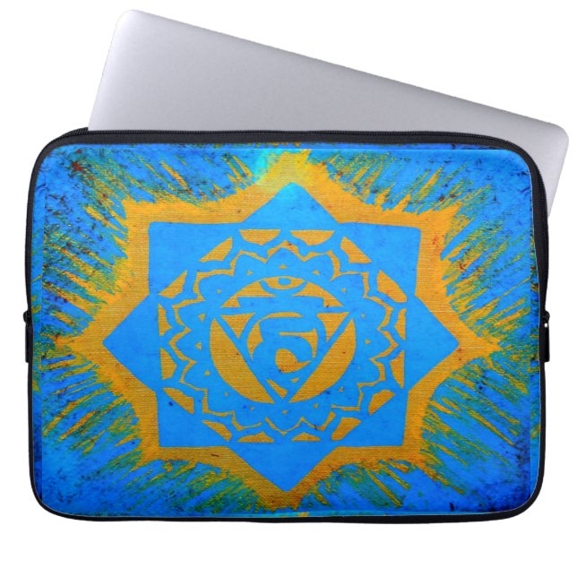 Capa Para Notebook ouro sobre símbolo azul-tantrico (Frente)