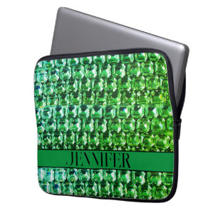 Capa Para Notebook Ouros Verdes, padrão de joias de gemstone verde