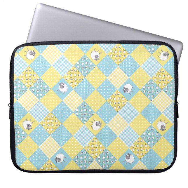 Capa Para Notebook Ovinos, Bolsa de laptop de Patchwork Faux Country (Frente)