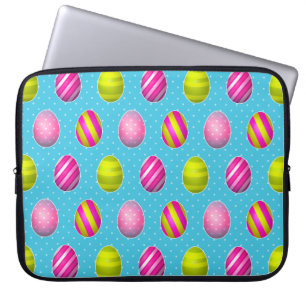 Capa Para Notebook Ovos De Páscoa Coloridos Em Fundo De Bolinhas