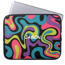 Capa Para Notebook Padrão Abstrato de Neon Personalizado — Design Ret