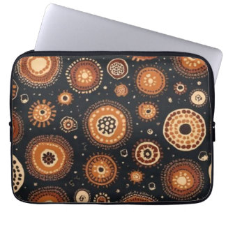 Capa Para Notebook Padrão Abstrato em Preto, Marrons e Ferrugem