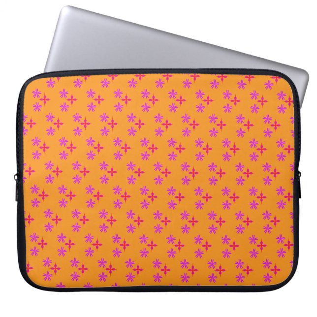Capa Para Notebook Padrão Abstrato Floral Rosa e Magenta Ousado (Frente)