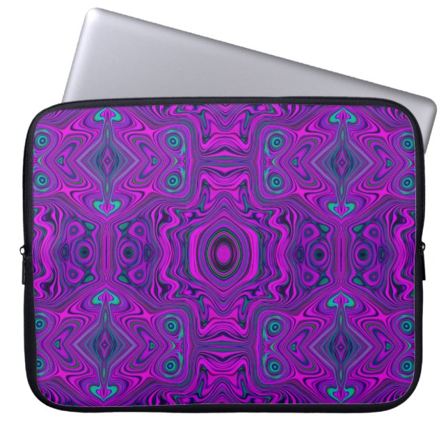 Capa Para Notebook Padrão Abstrato Trippy Retro Magenta e Preto (Frente)