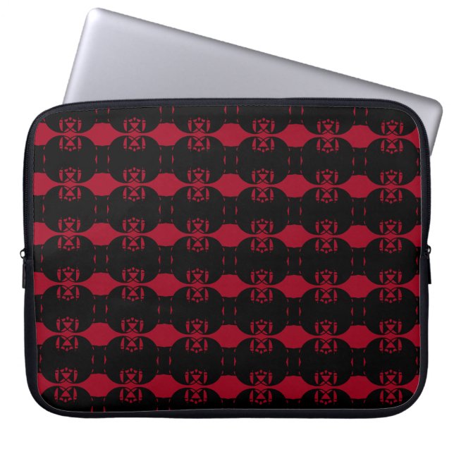 Capa Para Notebook Padrão Abstrato Vermelho Chic Black & Burgundy (Frente)