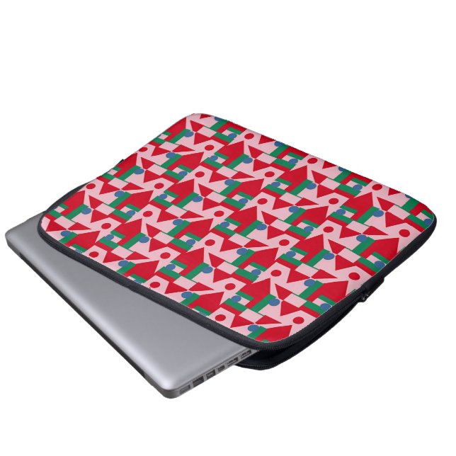Capa Para Notebook Padrão abstrato vermelho e rosa com pontos (Frente Inferior)