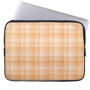 Capa Para Notebook Padrão Abstrato Xadrez Laranja Branco