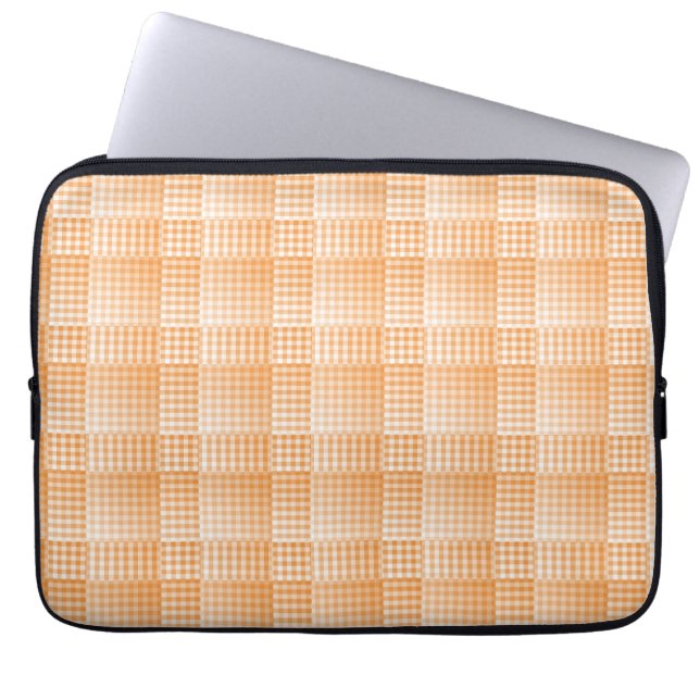 Capa Para Notebook Padrão Abstrato Xadrez Laranja Branco (Frente)