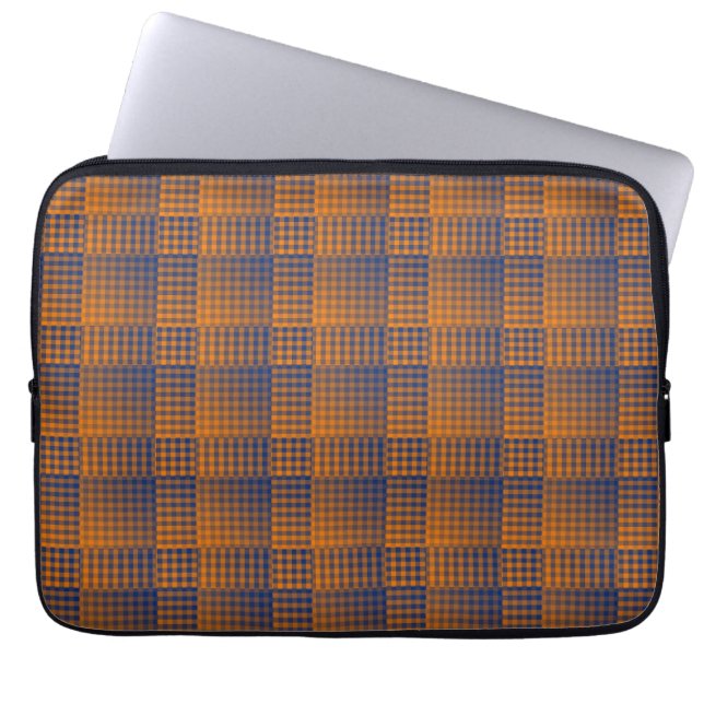 Capa Para Notebook Padrão Abstrato Xadrez Laranja Roxo (Frente)