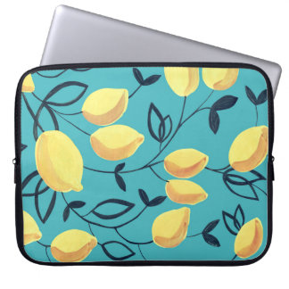 Capa Para Notebook Padrão amarelo de guache em turquesa.