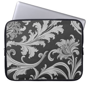 Capa Para Notebook Padrão Antiquado do Fleur Monocromático