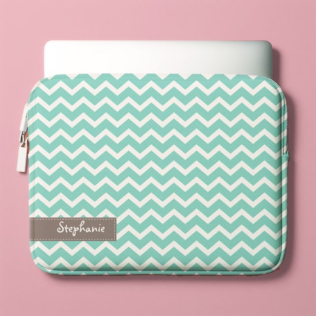 Capa Para Notebook Padrão Aqua Zig Zag Chevrons (Criador carregado)