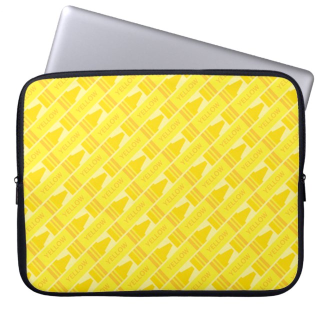 Capa Para Notebook Padrão Artístico de Lápis de Cor Amarelo Fofo (Frente)