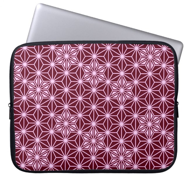 Capa Para Notebook Padrão Asanoha japonês - burgundy (Frente)