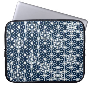 Capa Para Notebook Padrão Asanoha Japonês - marinho azul