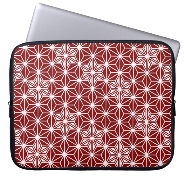 Capa Para Notebook Padrão Asanoha japonês - vermelho escuro (Frente)
