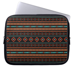 Capa Para Notebook Padrão Aztec Rusts Teal Black Mixed Motifs