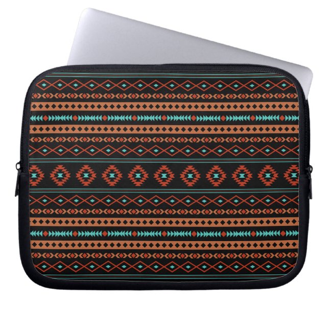 Capa Para Notebook Padrão Aztec Rusts Teal Black Mixed Motifs (Frente)