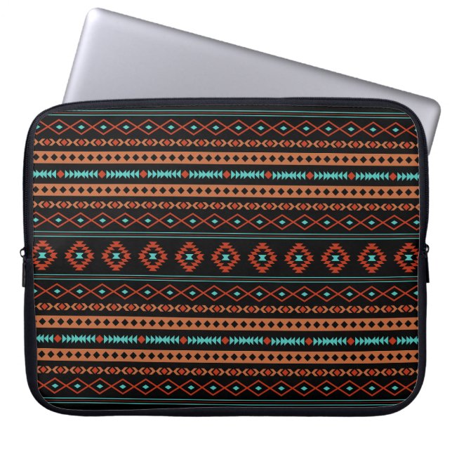 Capa Para Notebook Padrão Aztec Rusts Teal Black Mixed Motifs (Frente)