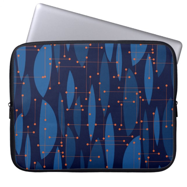 Capa Para Notebook Padrão Azul Azul do Século médio Sem Vista (Frente)
