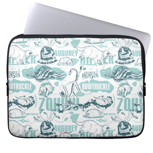 Capa Para Notebook Padrão Azul de Bestas Fantásticas (Frente)