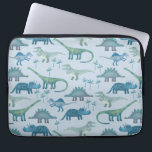 Capa Para Notebook Padrão Azul do Dinosau<br><div class="desc">Muitos dinossauros azuis,  Tyrannosaurus rex,  Spinossauro,  Stegossauro,  Diplodocuments e Tricerátops. Socorro!</div>
