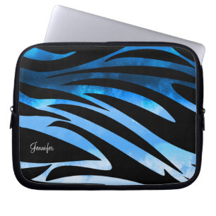 Capa Para Notebook Padrão Azul E Zebra Negra