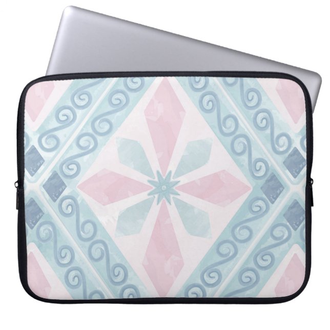 Capa Para Notebook padrão azul em forma de diamante (Frente)