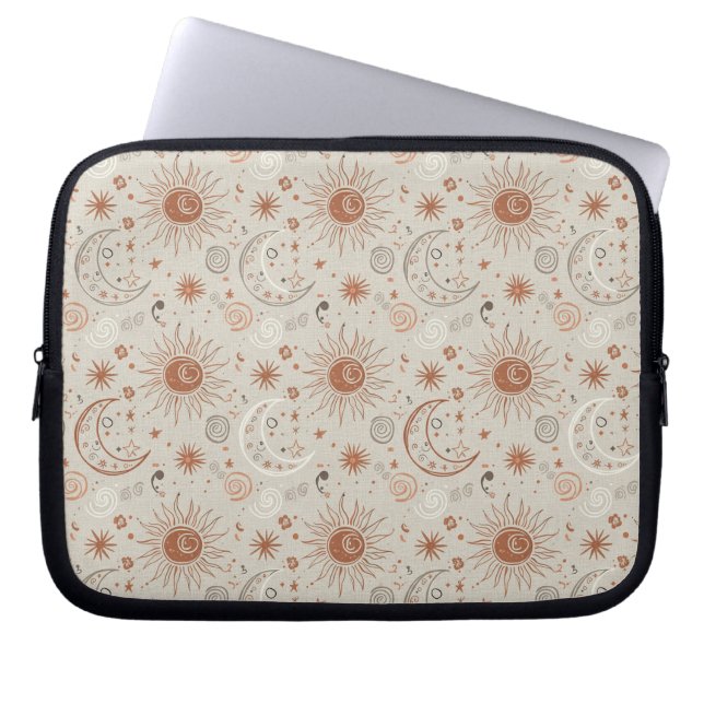 Capa Para Notebook Padrão Boho Sol e Lua (Frente)