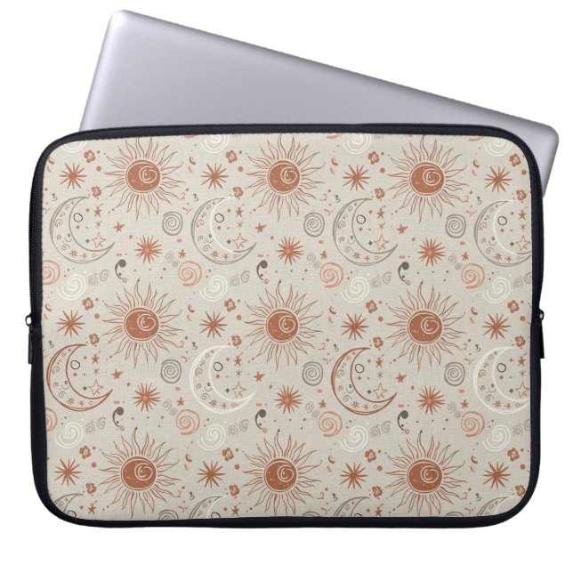 Capa Para Notebook Padrão Boho Sol e Lua (Frente)