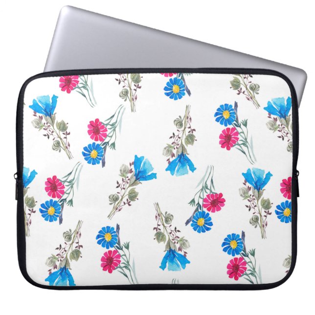 Capa Para Notebook Padrão botânico aquoso de primavera rosa claro (Frente)