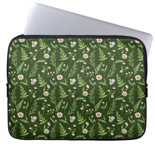 Capa Para Notebook Padrão Botânico da Flor Chamomile (Frente)