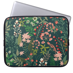 Capa Para Notebook Padrão Botânico Floral Escuro Sem Vista