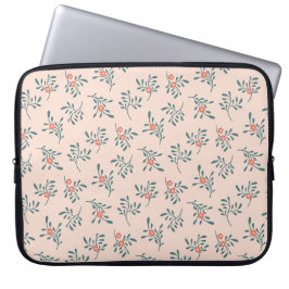 Capa Para Notebook Padrão Botânico Floral Rosa-escuro Verde-azulado