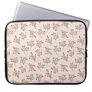 Capa Para Notebook Padrão Botânico Floral Rosa-escuro Verde-azulado