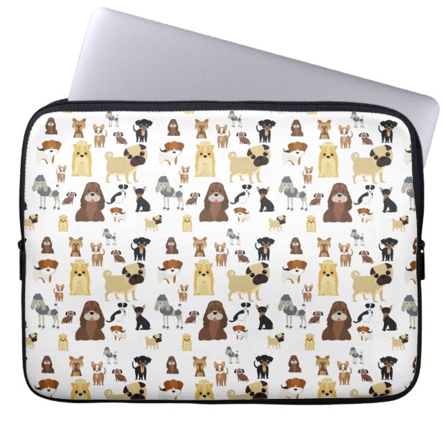 Capa Para Notebook padrão branco dos cães de fundo. (Frente)