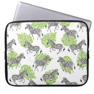 Capa Para Notebook Padrão branco sem costura com zebras. ilustração