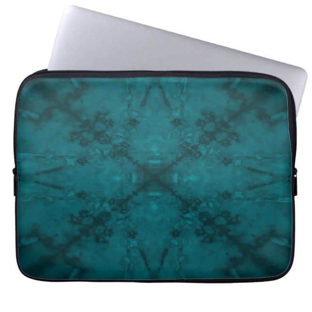 Capa Para Notebook Padrão caleidoscópio de estrelas verdes (Frente)