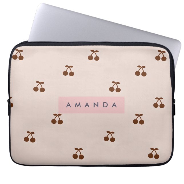 Capa Para Notebook Padrão Cereja Marrom Personalizado (Frente)