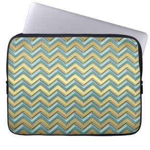 Capa Para Notebook Padrão Chevron Dourado e lacrimogênio