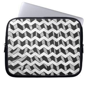 Capa Para Notebook Padrão Chevron Zebra preto e Cinza