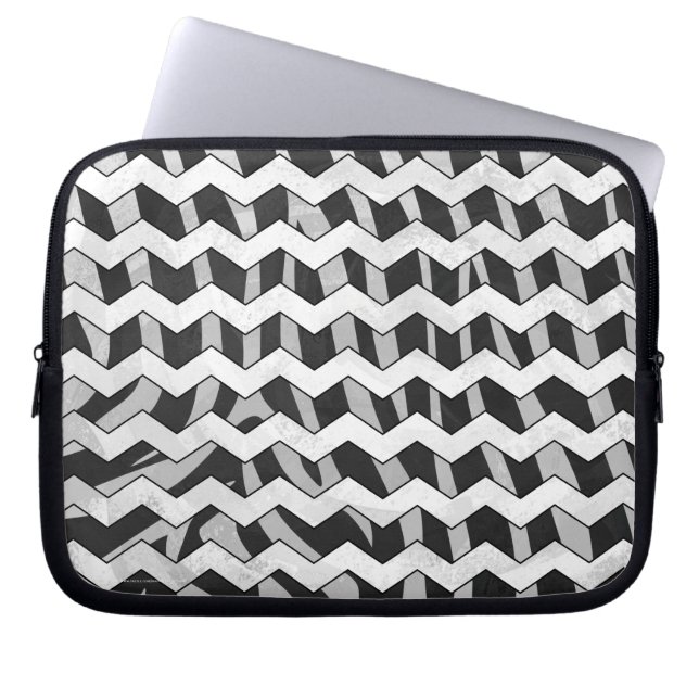 Capa Para Notebook Padrão Chevron Zebra preto e Cinza (Frente)