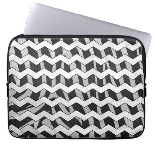Capa Para Notebook Padrão Chevron Zebra preto e Cinza