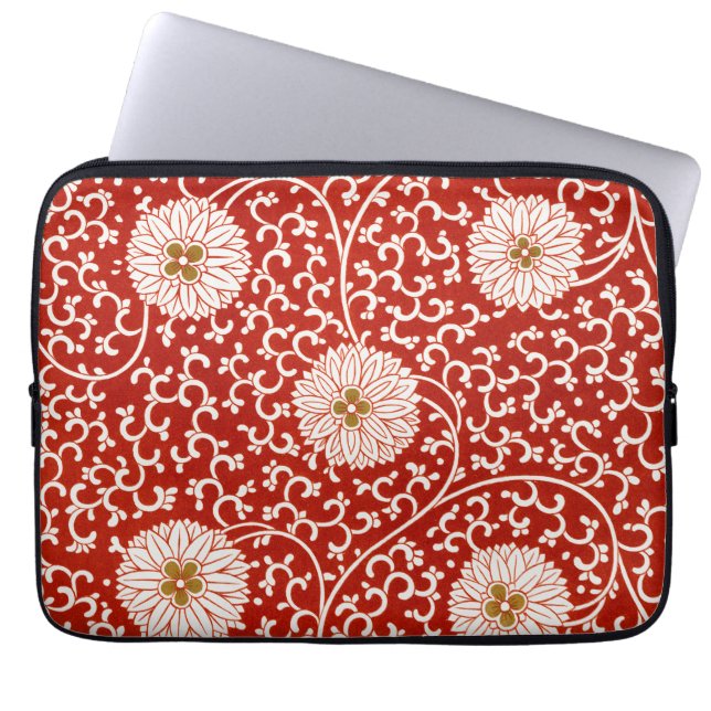 Capa Para Notebook Padrão Clássico do Ornamentado Floral Vermelho Vib (Frente)