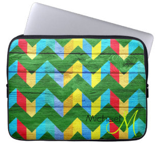 Capa Para Notebook Padrão Colorido Chevron Wooden #10
