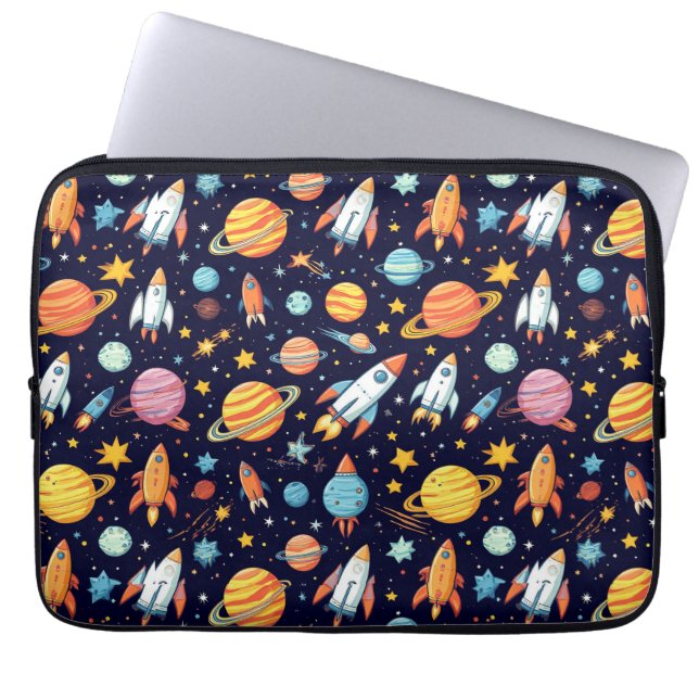 Capa Para Notebook Padrão Colorido de Exploração Espacial (Frente)